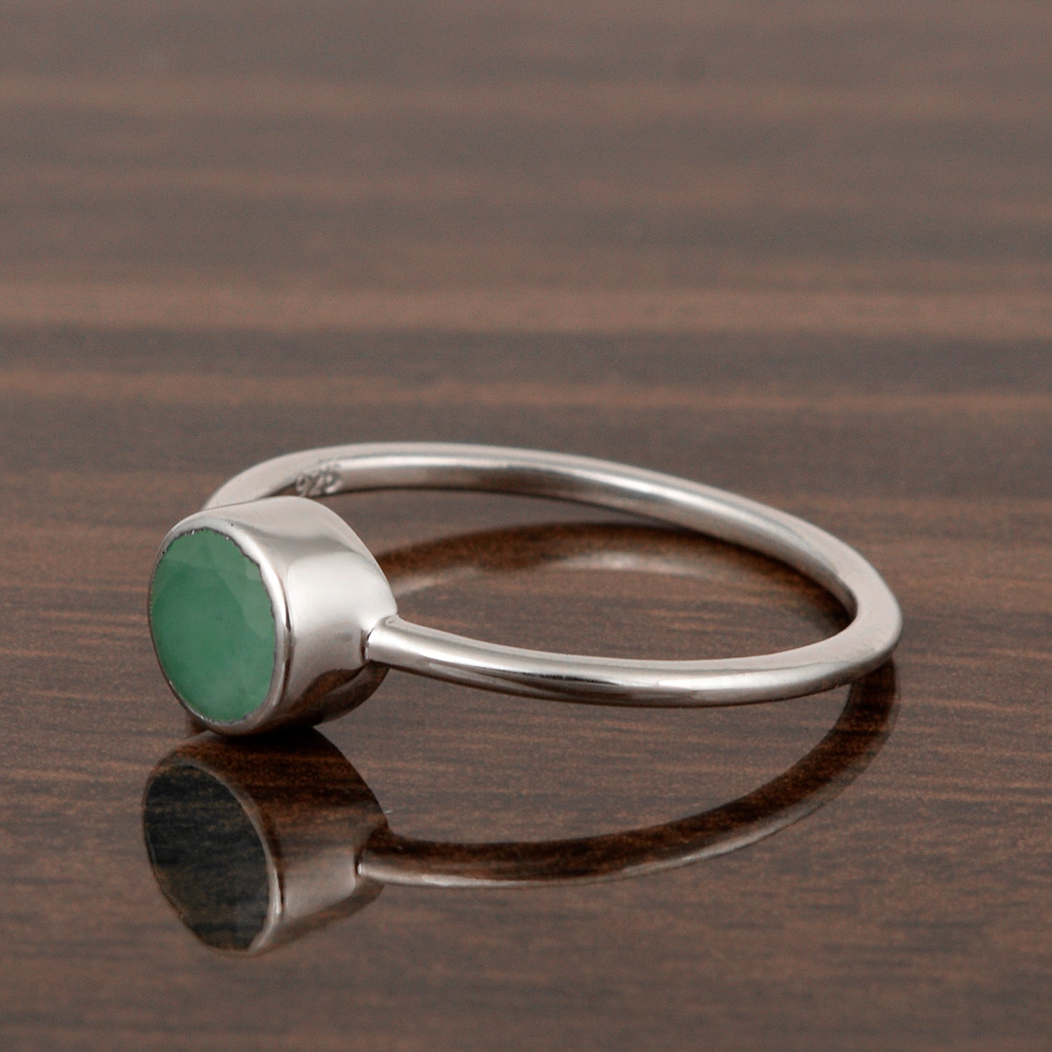 925 Sterling Silver Round 5mm 0.30 Ctw Emerald Women Engagement Ring - Kimaya INC