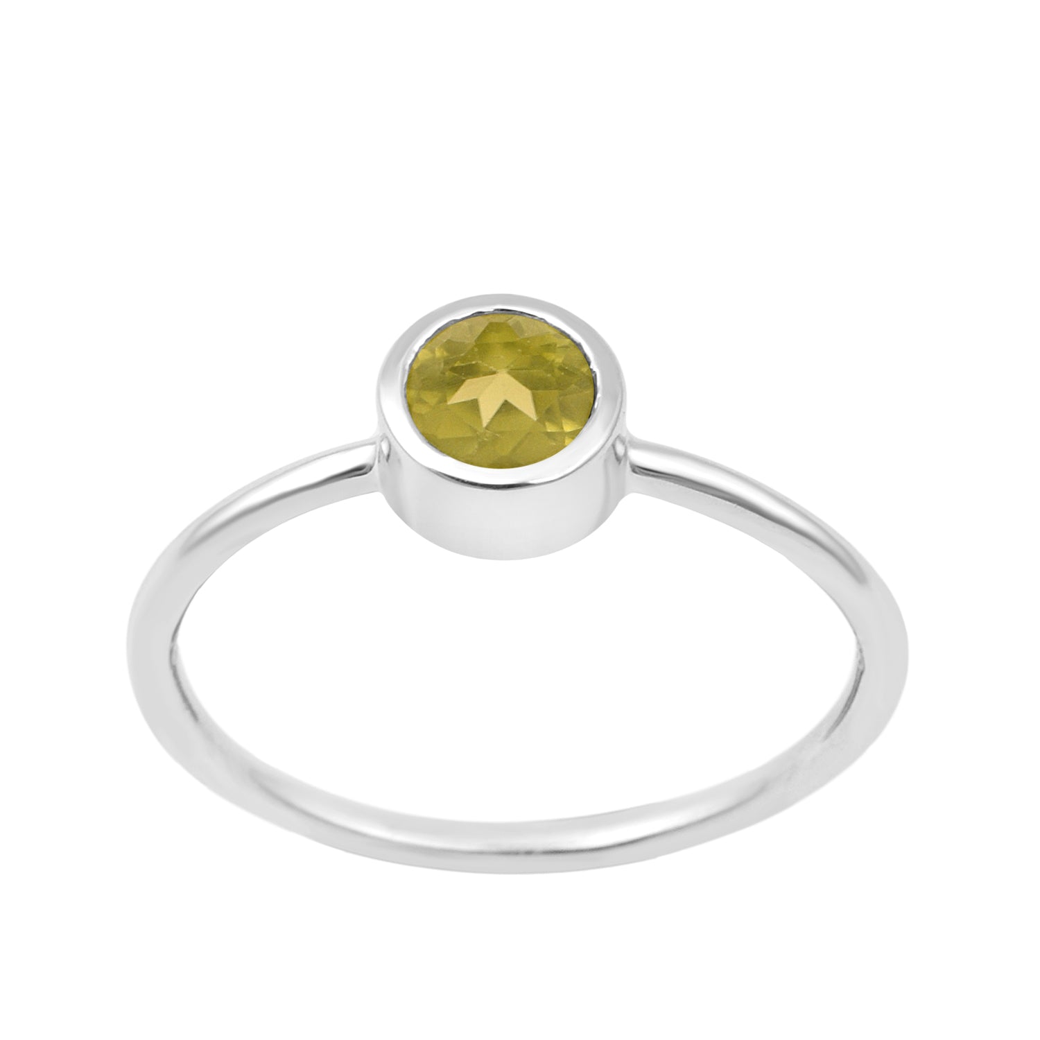 925 Sterling Silver Round 5mm 0.30 Ctw Peridot Women Engagement Ring - Kimaya INC