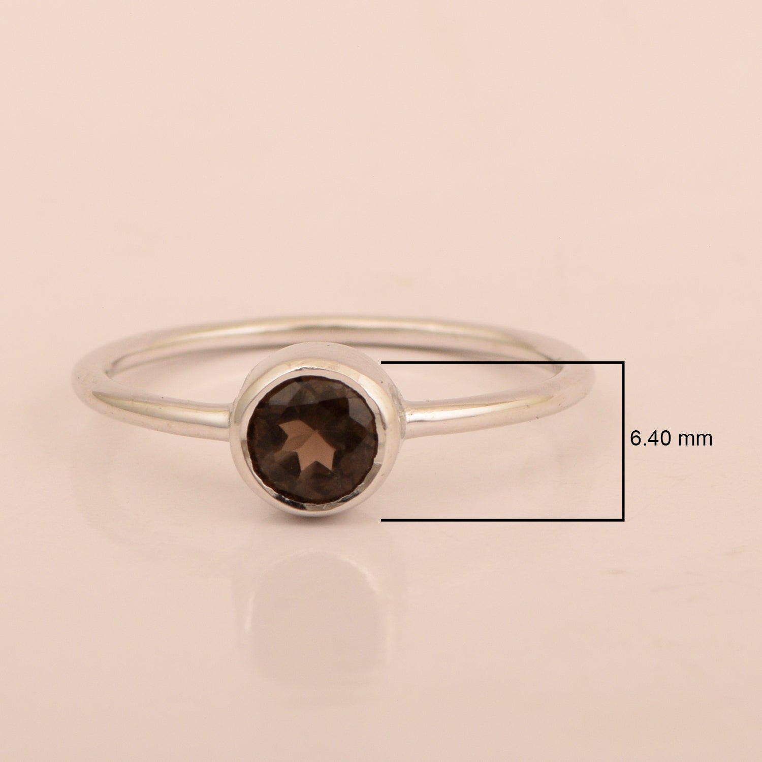 925 Sterling Silver Round 5mm 0.30 Ctw Smoky Quartz Women Engagement Ring - Kimaya INC