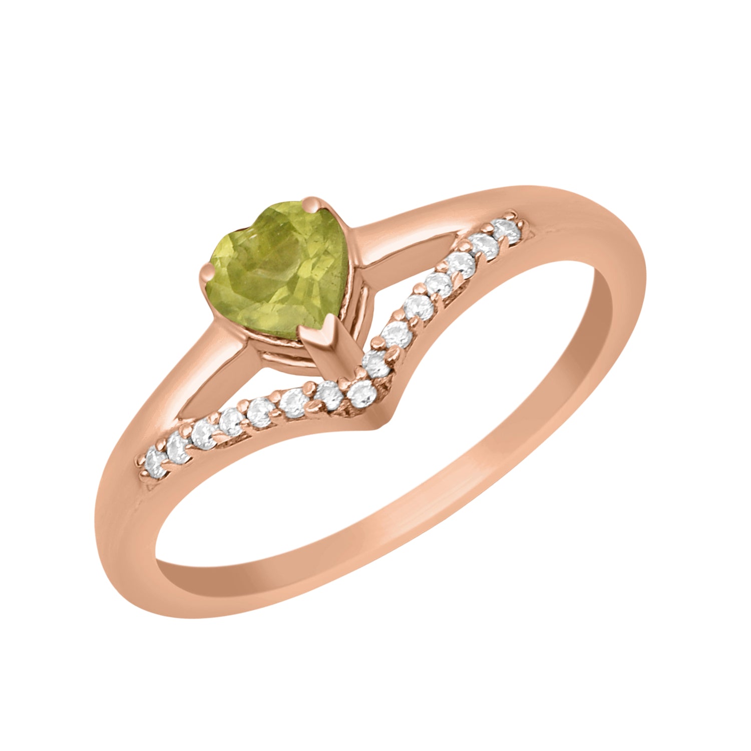 Peridot Heart Solitaire Ring - Sterling Silver