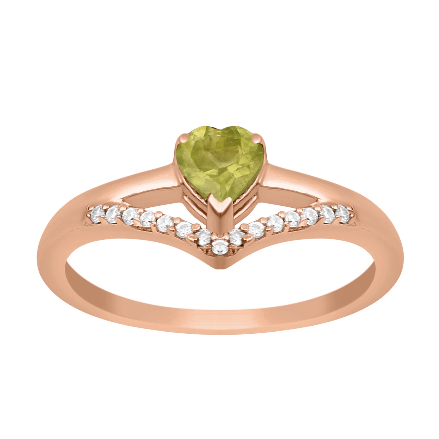 Peridot Heart Solitaire Ring - Sterling Silver