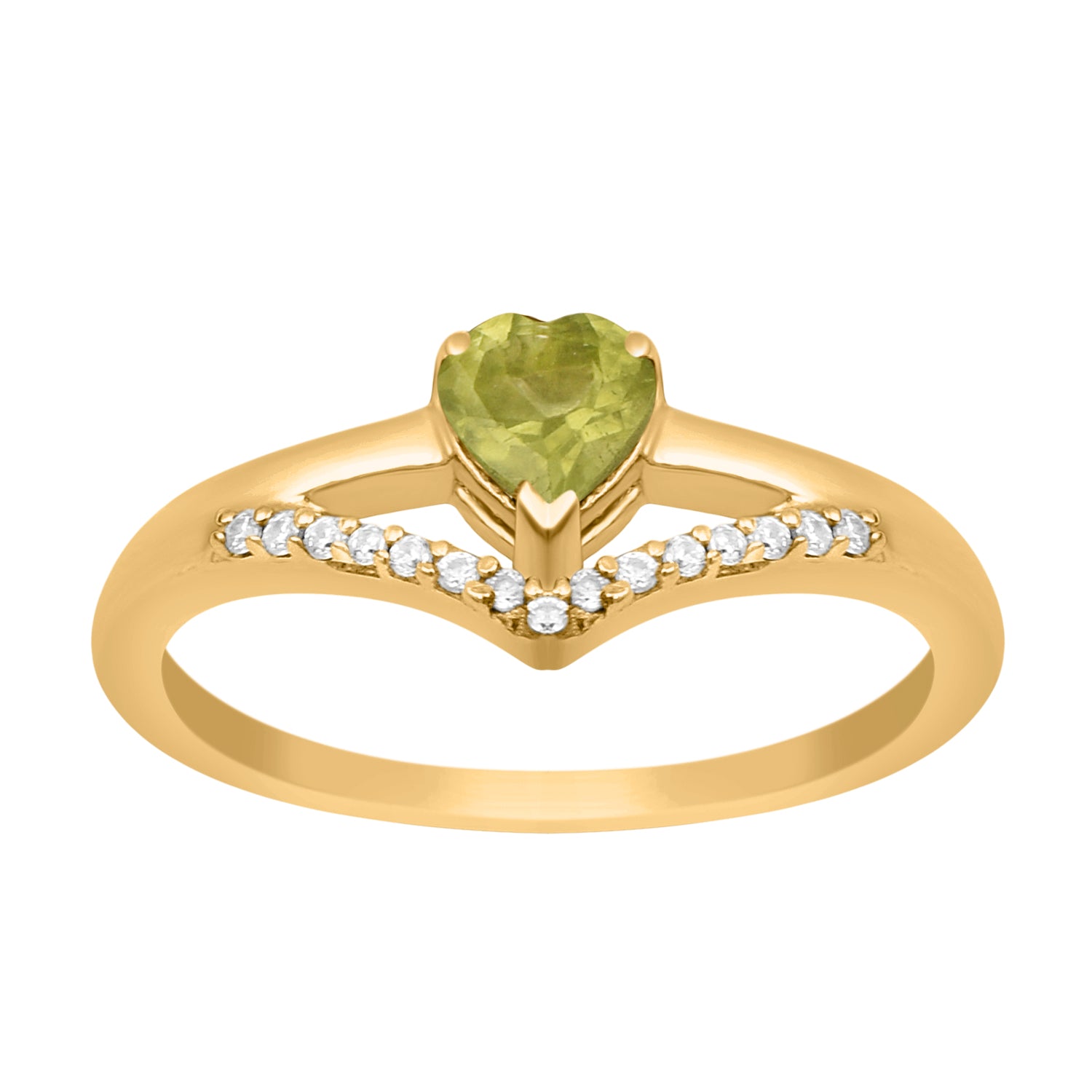 Peridot Heart Solitaire Ring - Sterling Silver