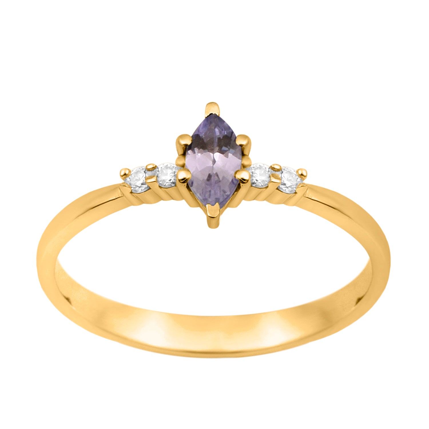 Tanzanite Marquise Solitaire Accents Ring - Sterling Silver
