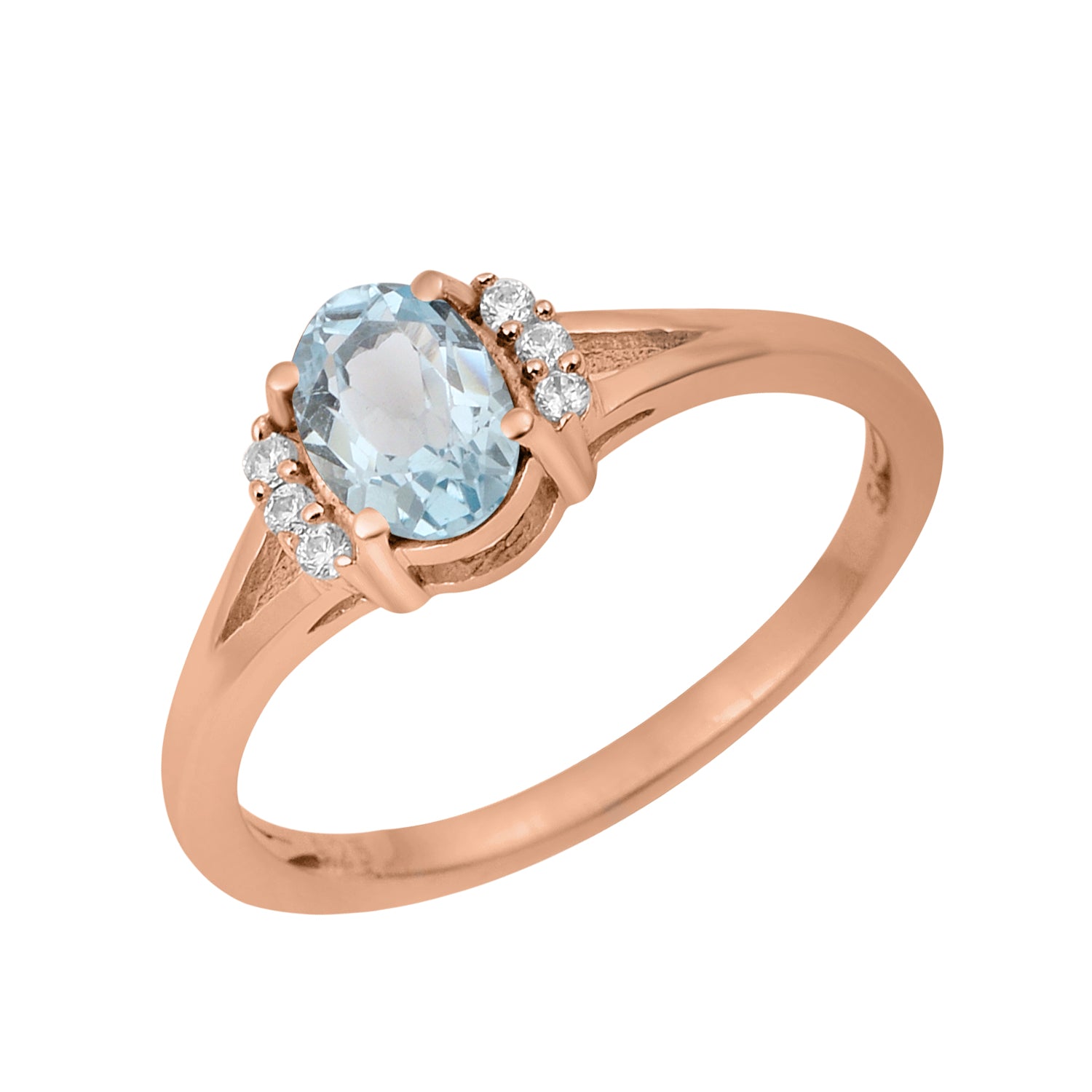Blue Topaz Solitaire Accents Ring - Sterling Silver