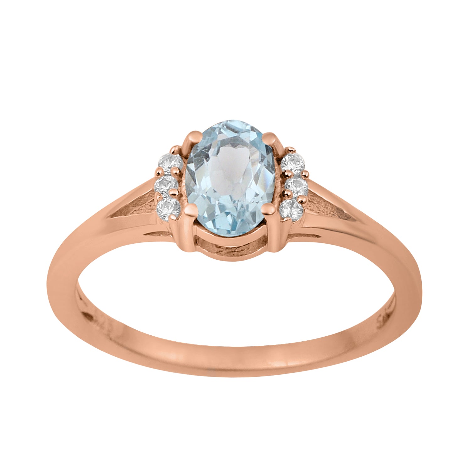 Blue Topaz Solitaire Accents Ring - Sterling Silver