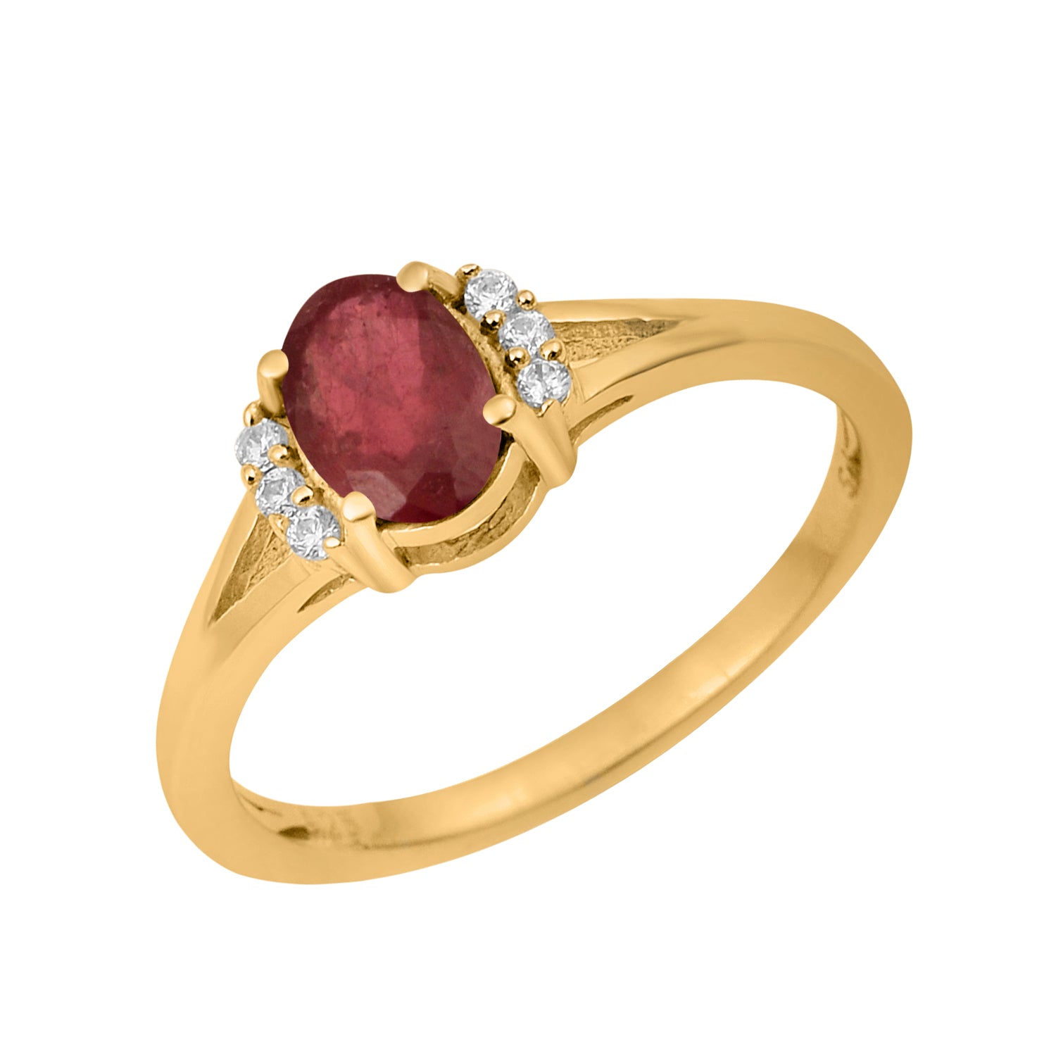 Ruby Solitaire Accents Ring - Sterling Silver