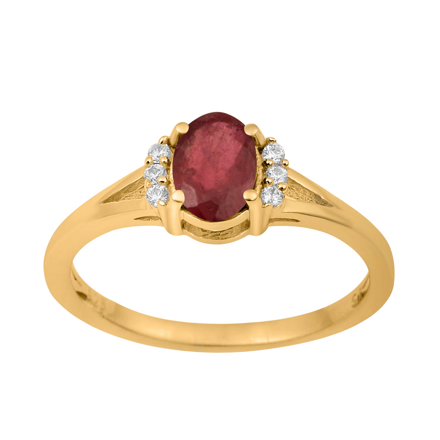 Ruby Solitaire Accents Ring - Sterling Silver