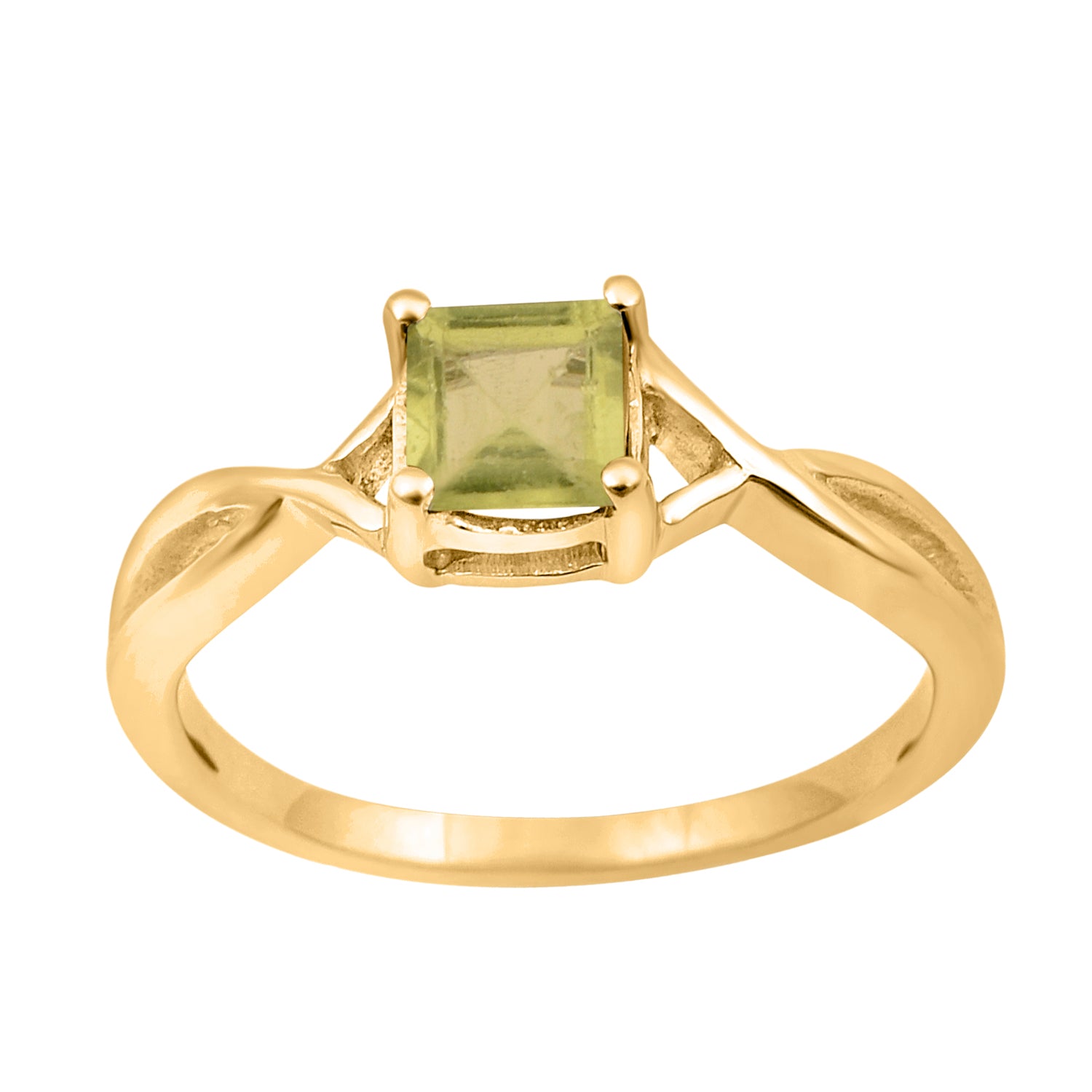 Peridot Solitaire Split Shank Ring - Sterling Silver