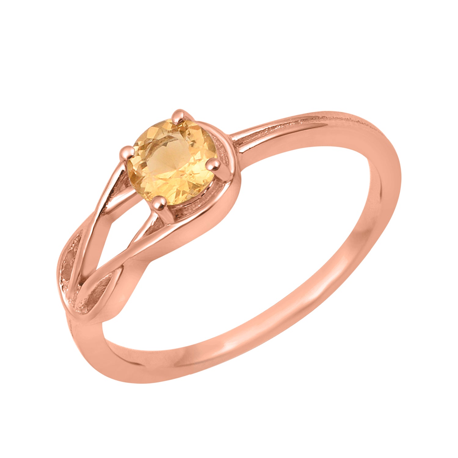 Citrine Solitaire Celtic Knot Ring -Sterling Silver