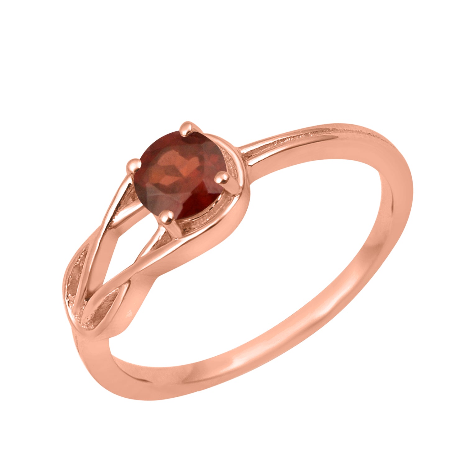 Garnet Solitaire Celtic Knot Ring -Sterling Silver