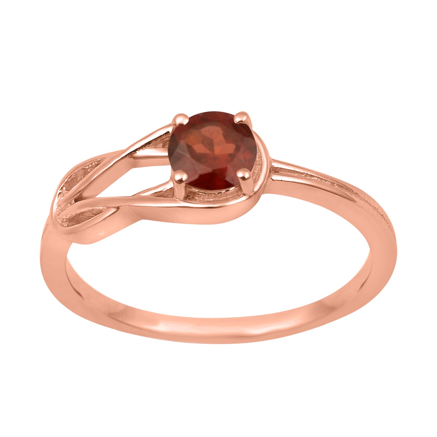 Garnet Solitaire Celtic Knot Ring -Sterling Silver