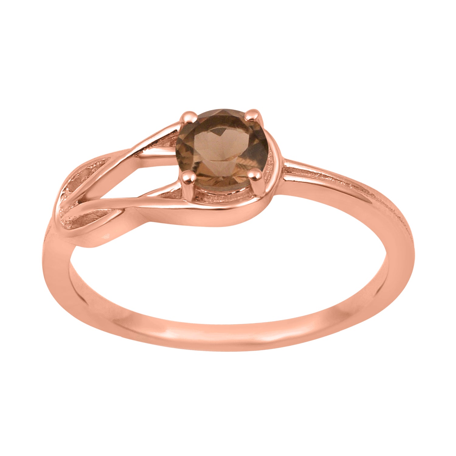 Smoky Quartz Solitaire Celtic Knot Ring -Sterling Silver