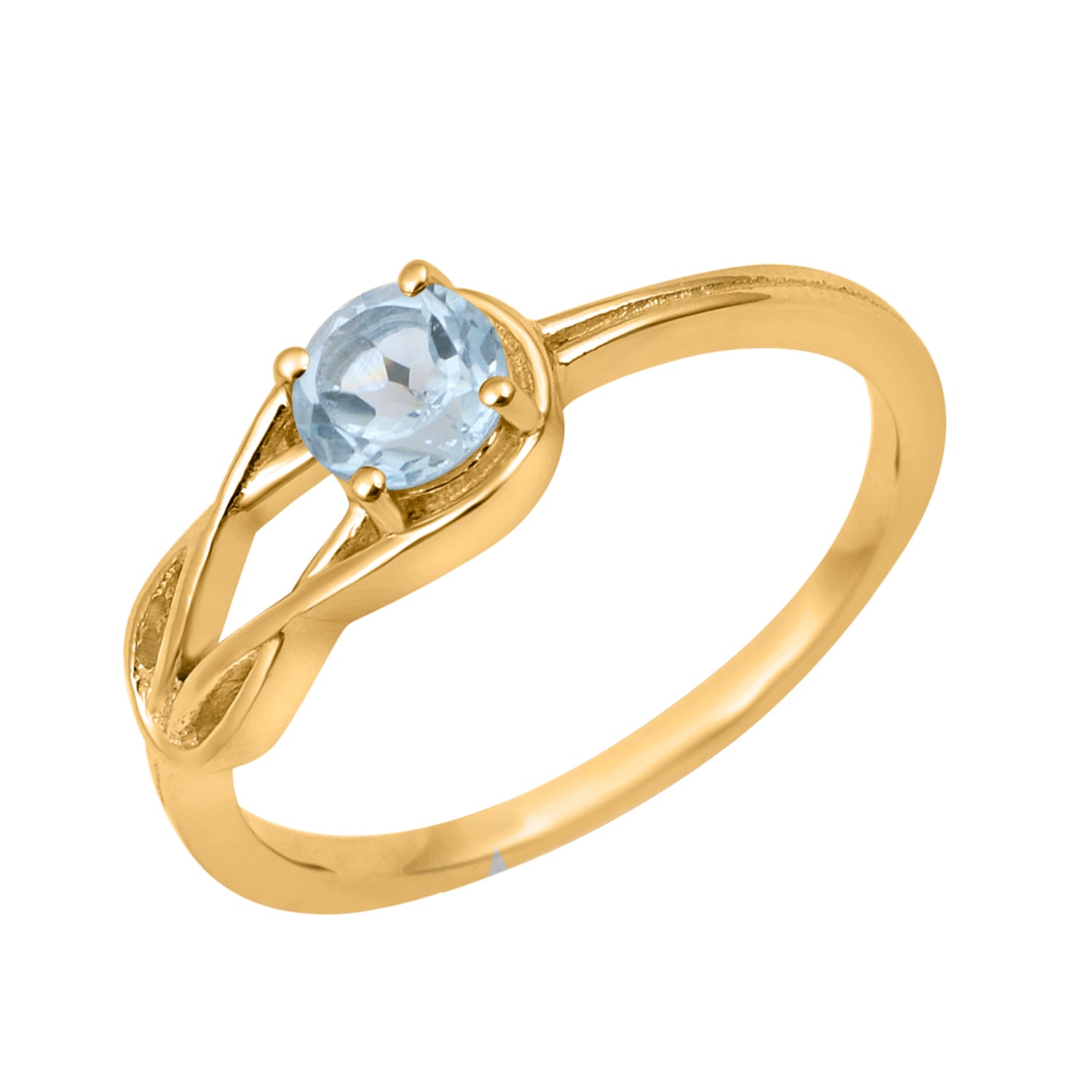 Blue Topaz Solitaire Celtic Knot Ring -Sterling Silver