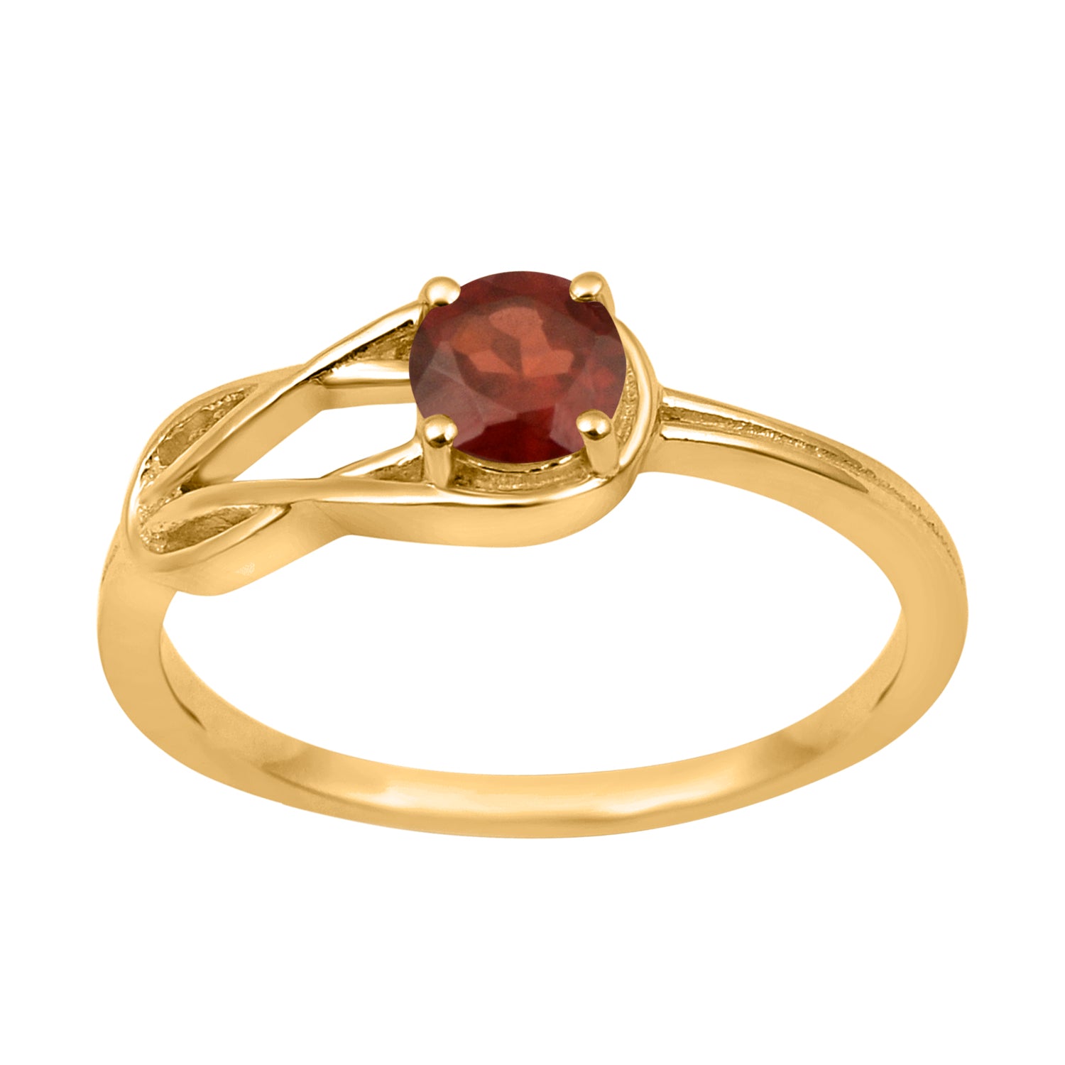 Garnet Solitaire Celtic Knot Ring -Sterling Silver