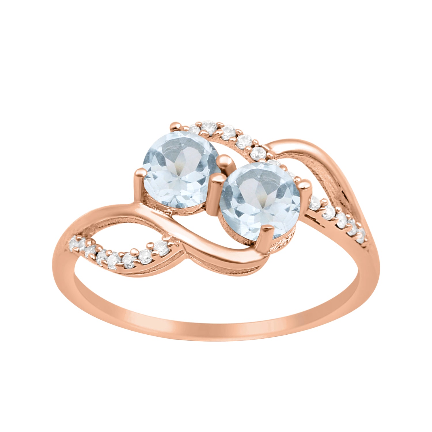 Blue Topaz Two Stone Twisted Ring - Sterling Silver