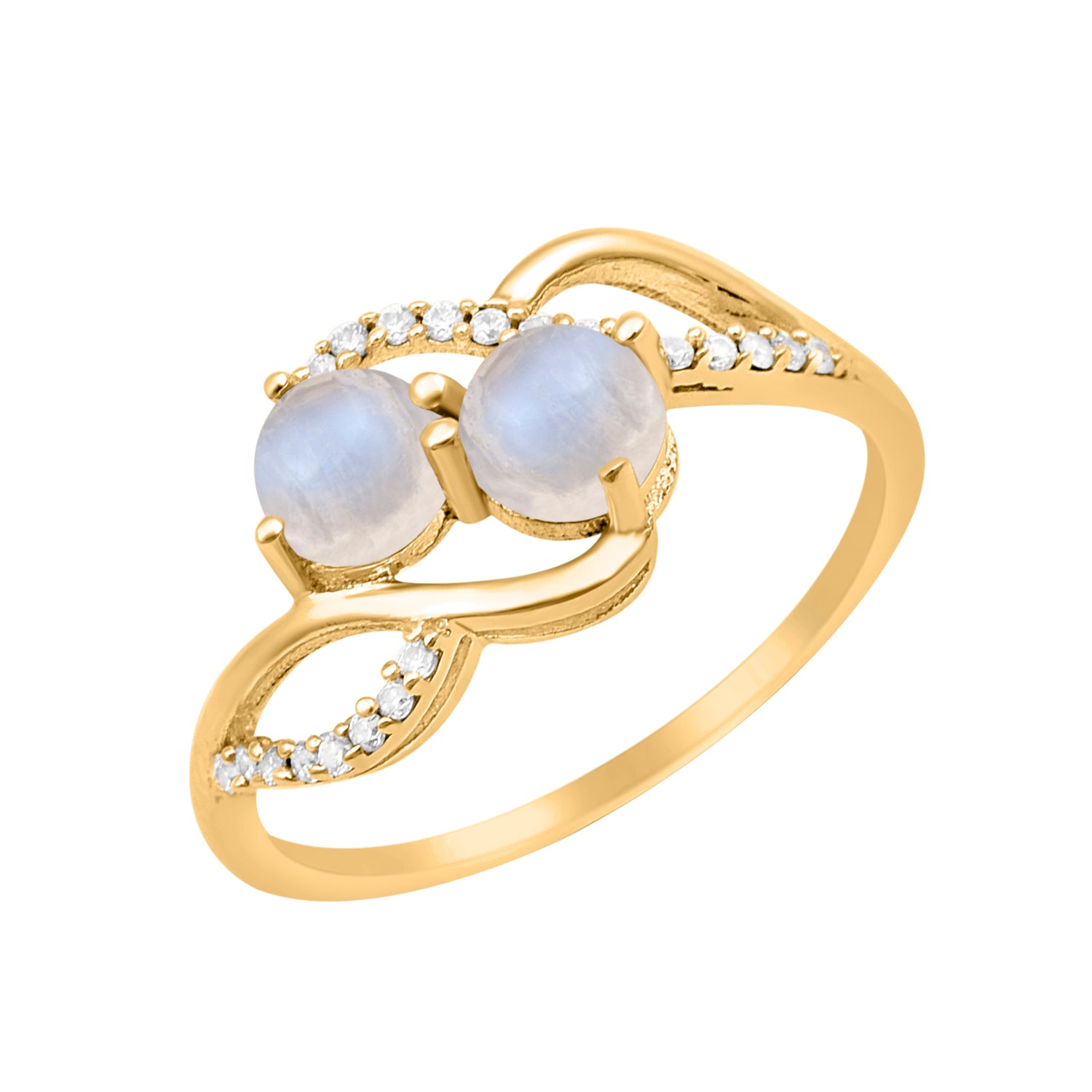 Moonstone Two Stone Twisted Ring - Sterling Silver