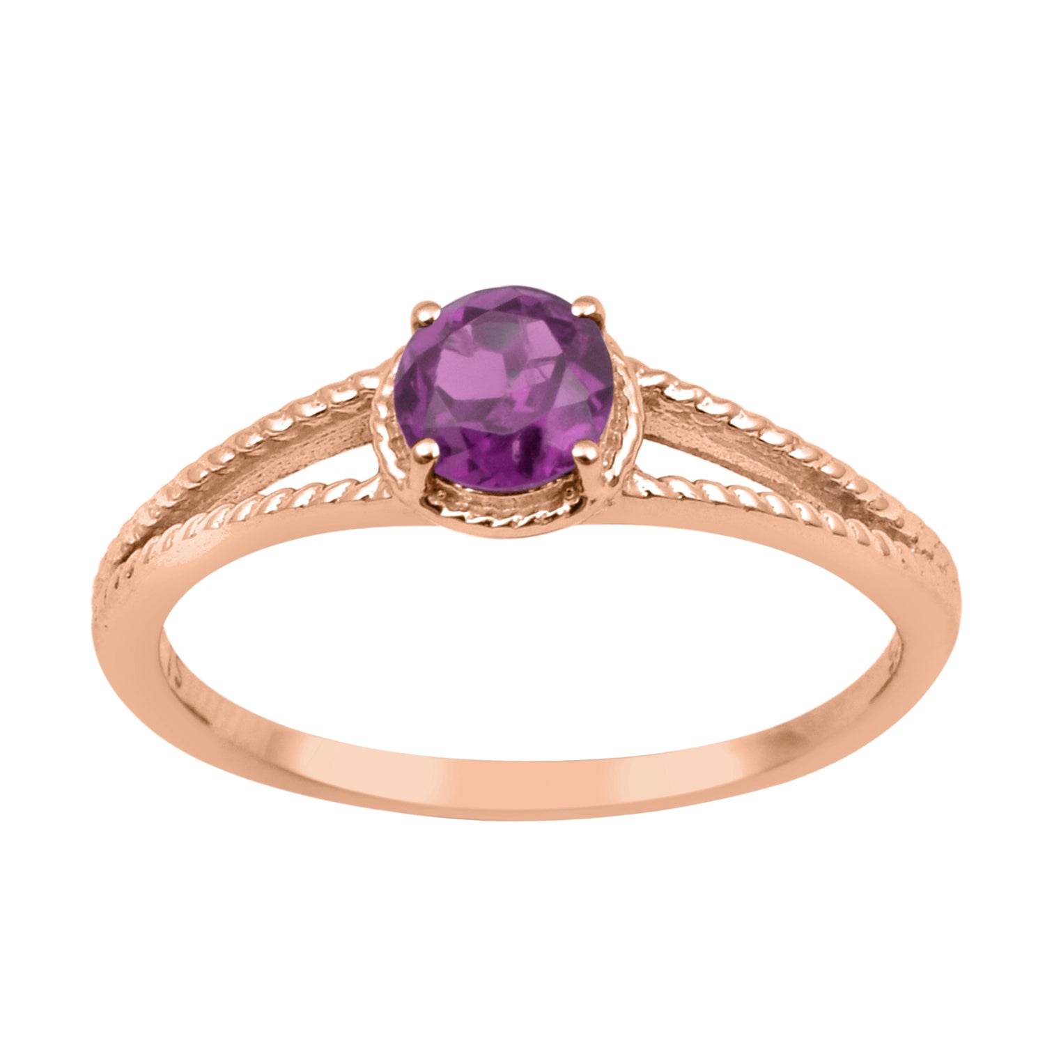 Amethyst Split Shank Ring -Sterling Silver