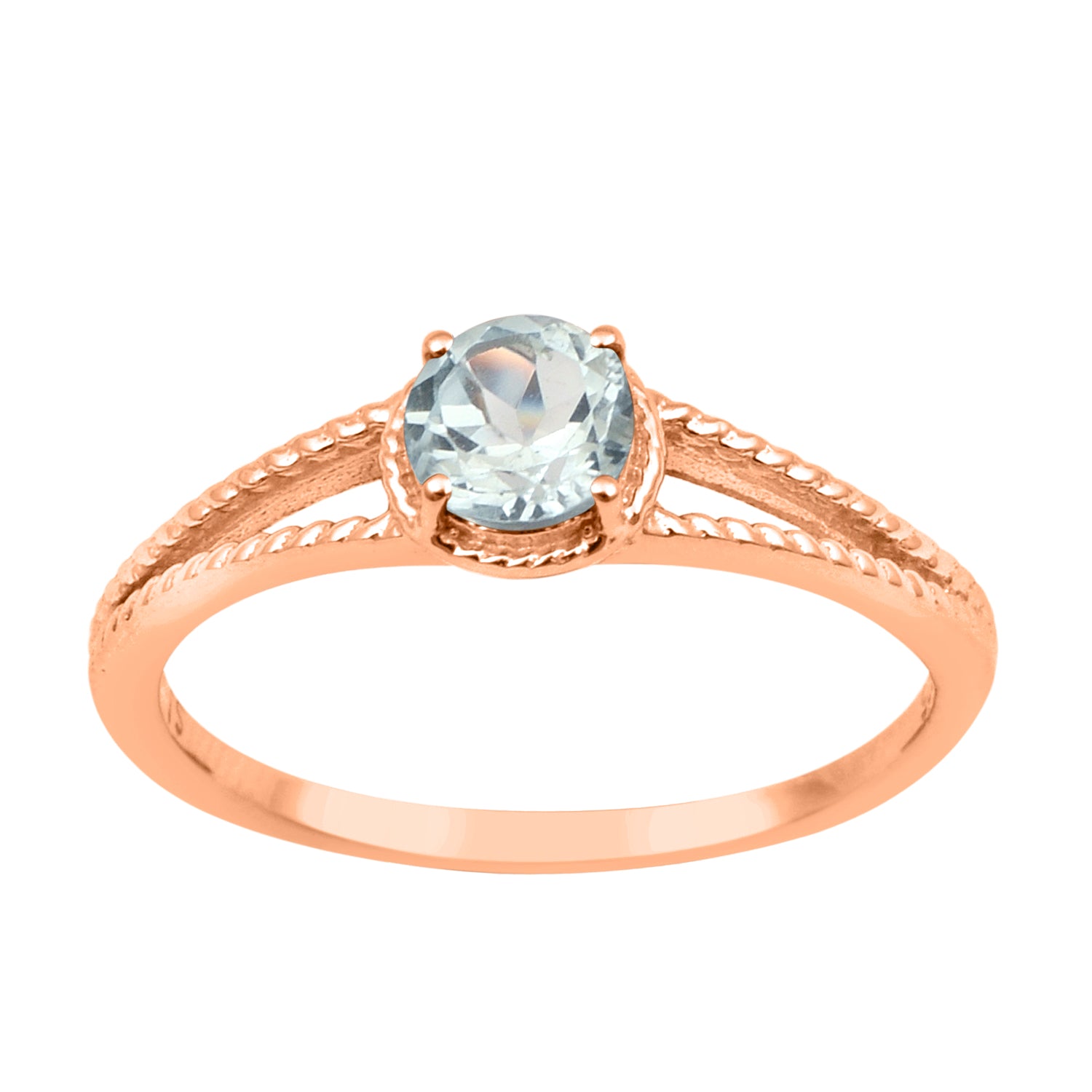 Blue Topaz Split Shank Ring -Sterling Silver