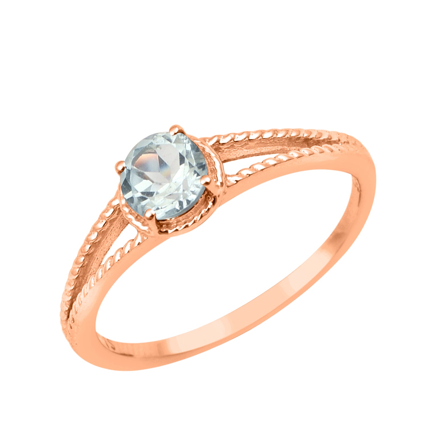 Blue Topaz Split Shank Ring -Sterling Silver