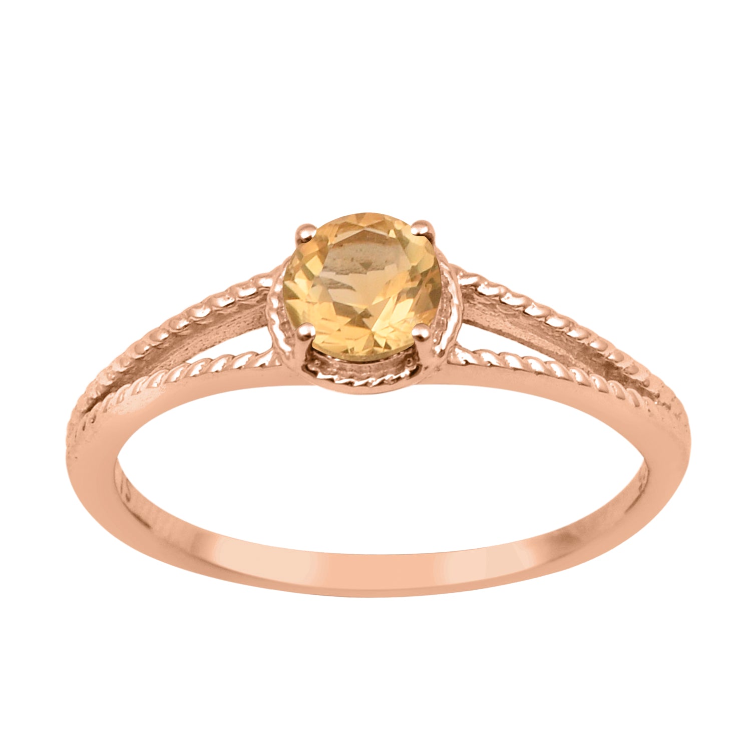 Citrine Split Shank Ring -Sterling Silver