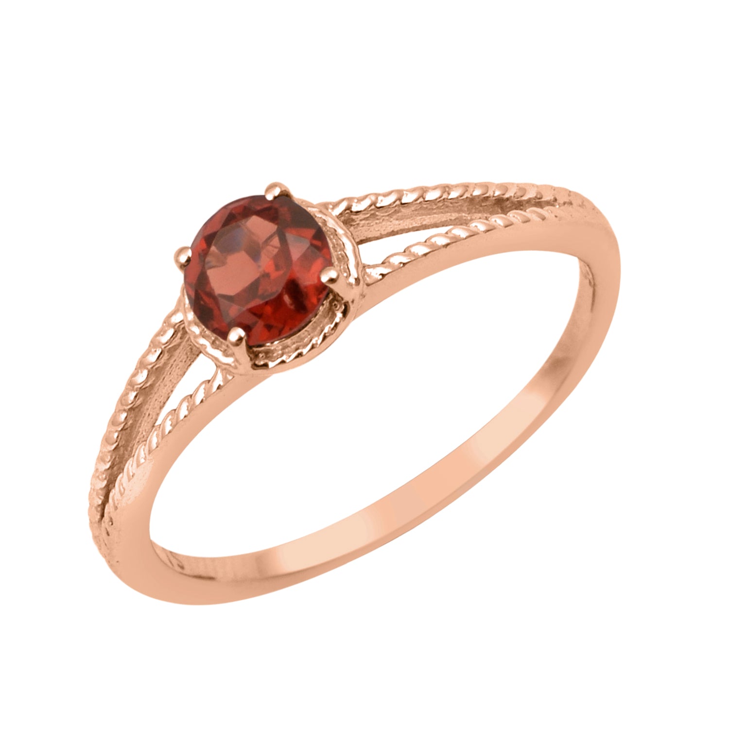 Garnet Split Shank Ring -Sterling Silver