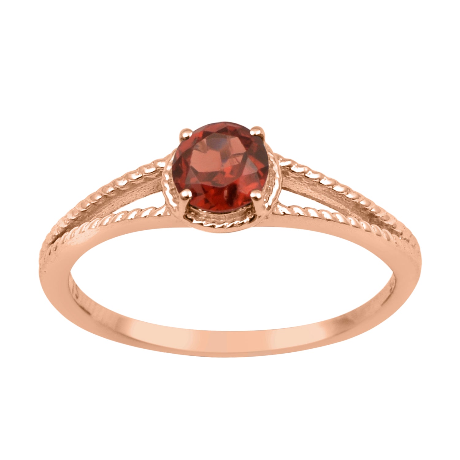 Garnet Split Shank Ring -Sterling Silver