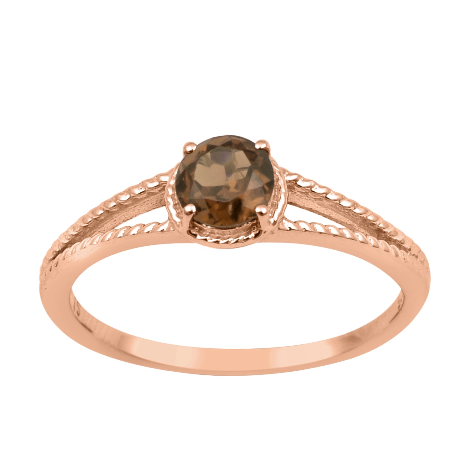 Smoky Quartz Split Shank Ring -Sterling Silver