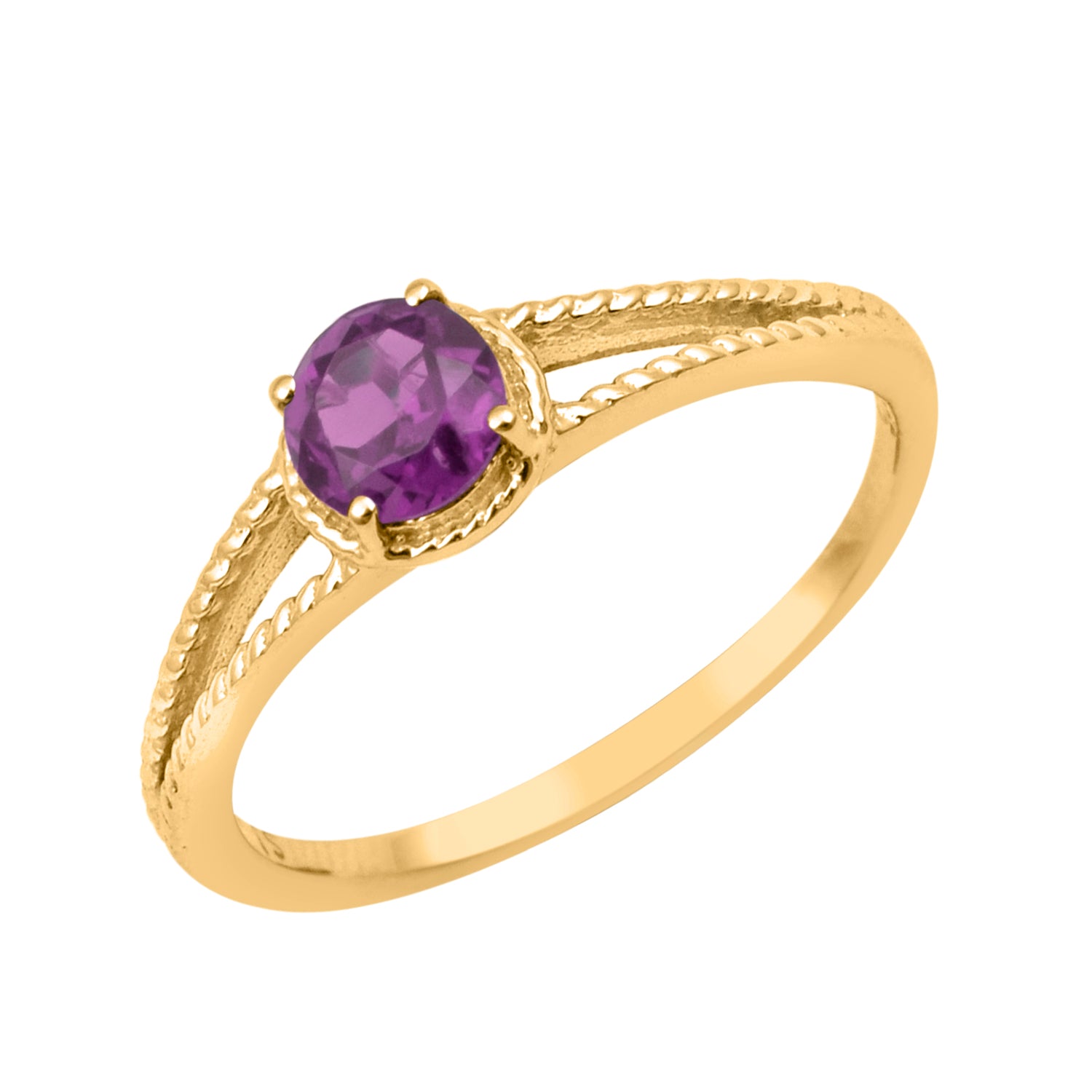 Amethyst Split Shank Ring -Sterling Silver