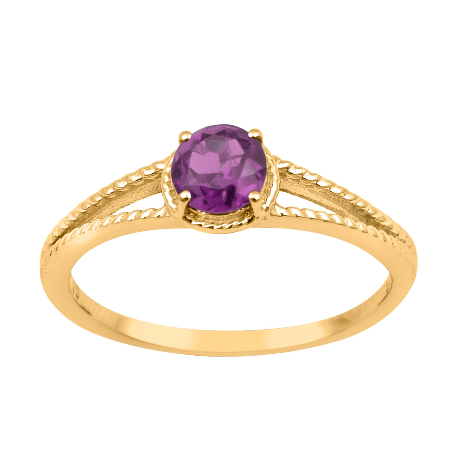Amethyst Split Shank Ring -Sterling Silver