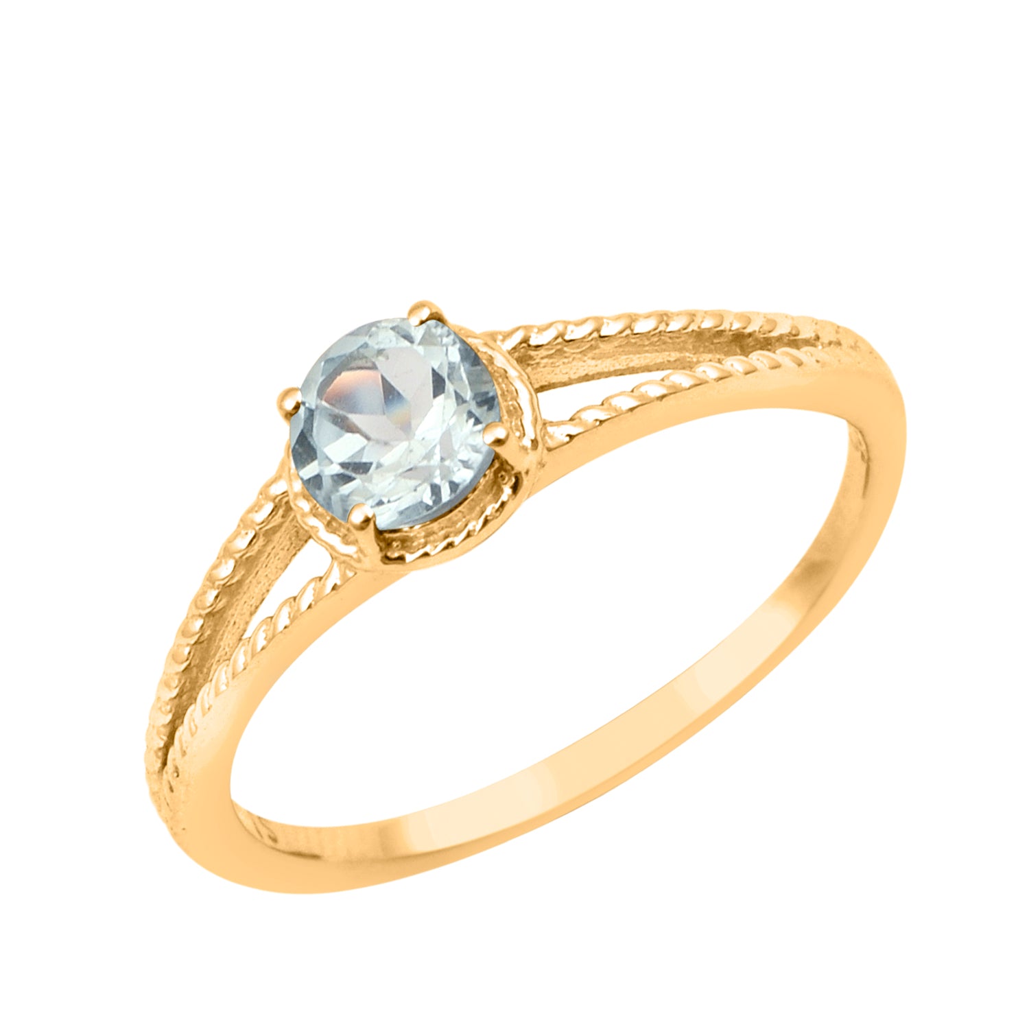 Blue Topaz Split Shank Ring -Sterling Silver