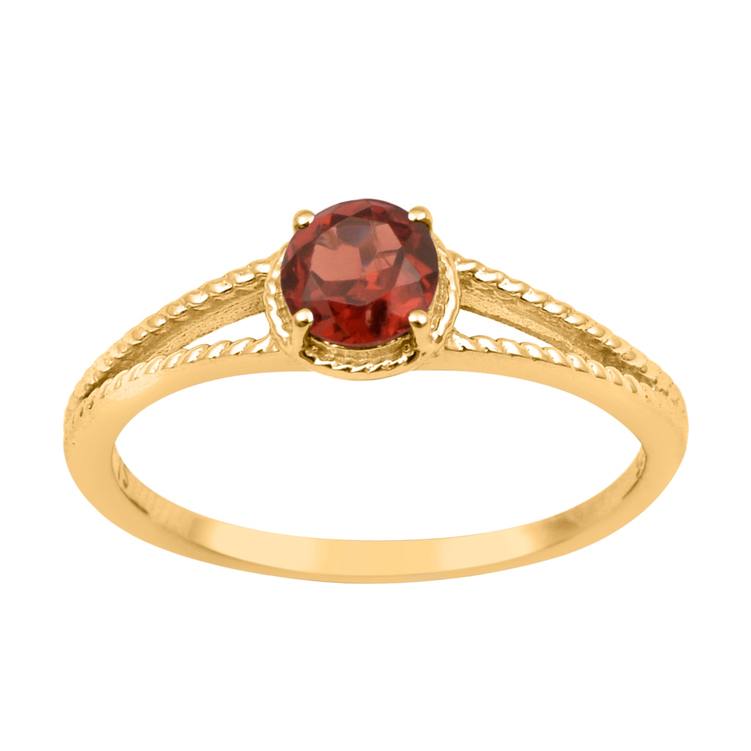 Garnet Split Shank Ring -Sterling Silver