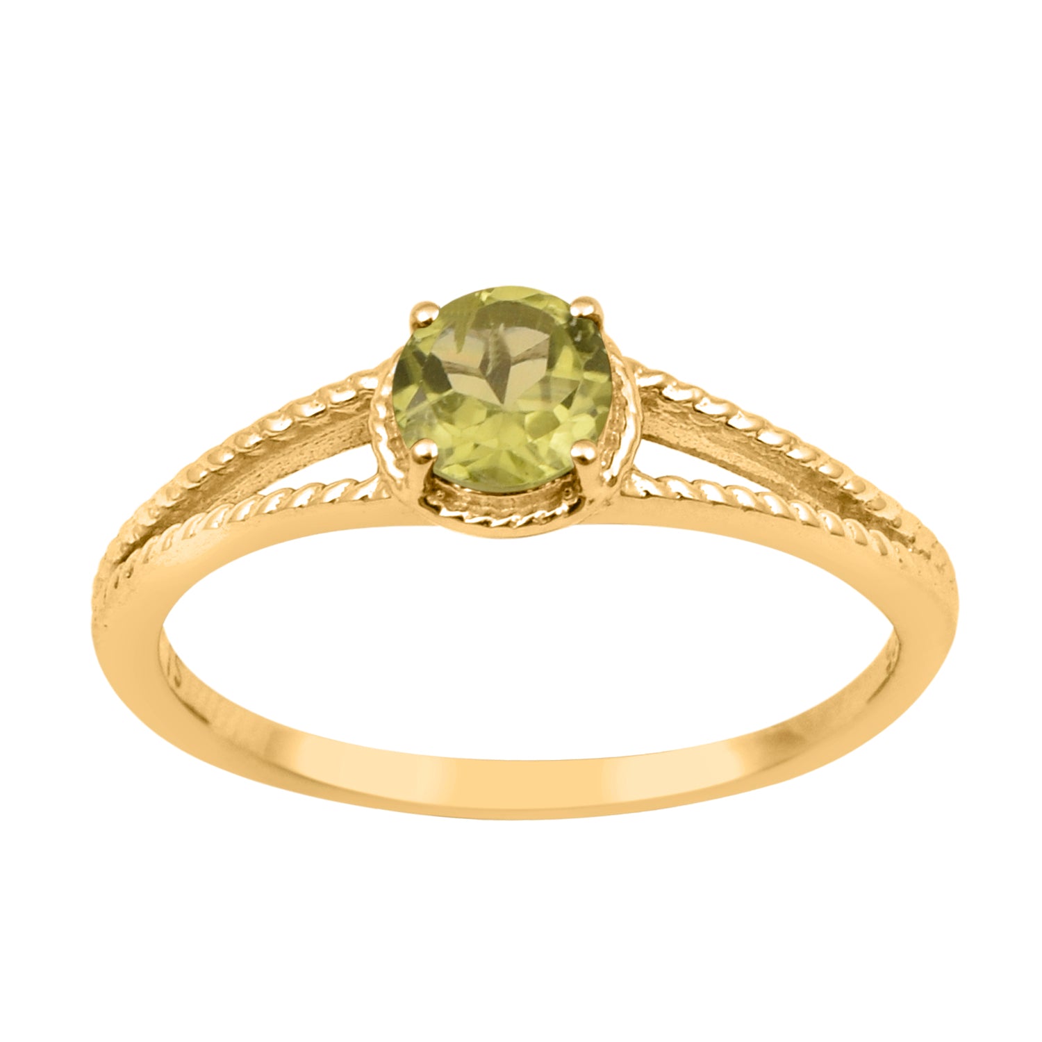 Peridot Split Shank Ring -Sterling Silver