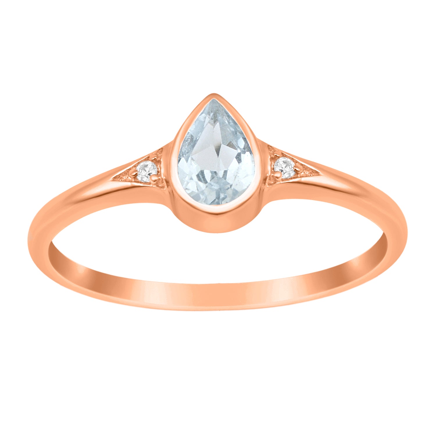 Aquamarine Solitaire Minimalist Ring - Sterling Silver