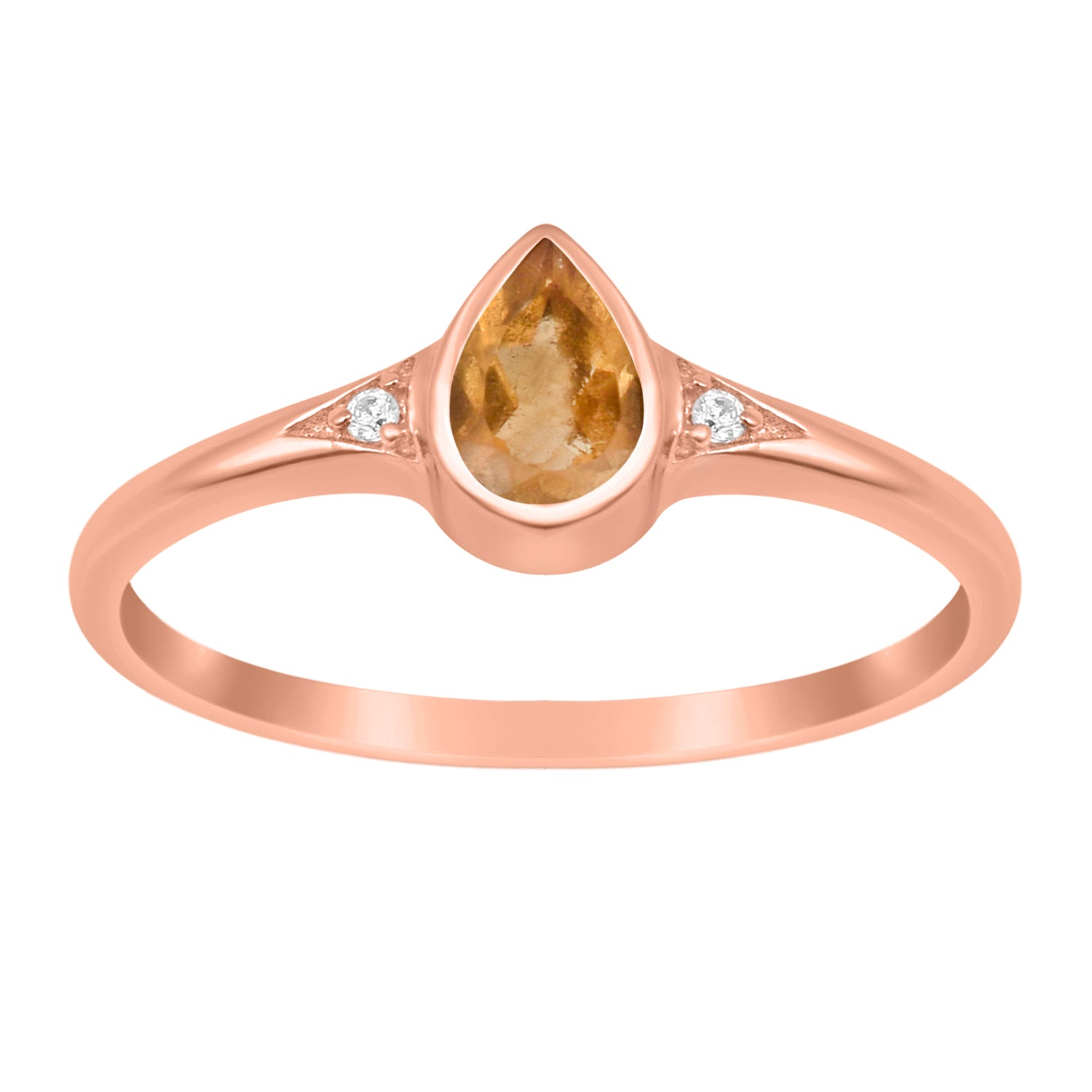 Citrine Solitaire Minimalist Ring - Sterling Silver