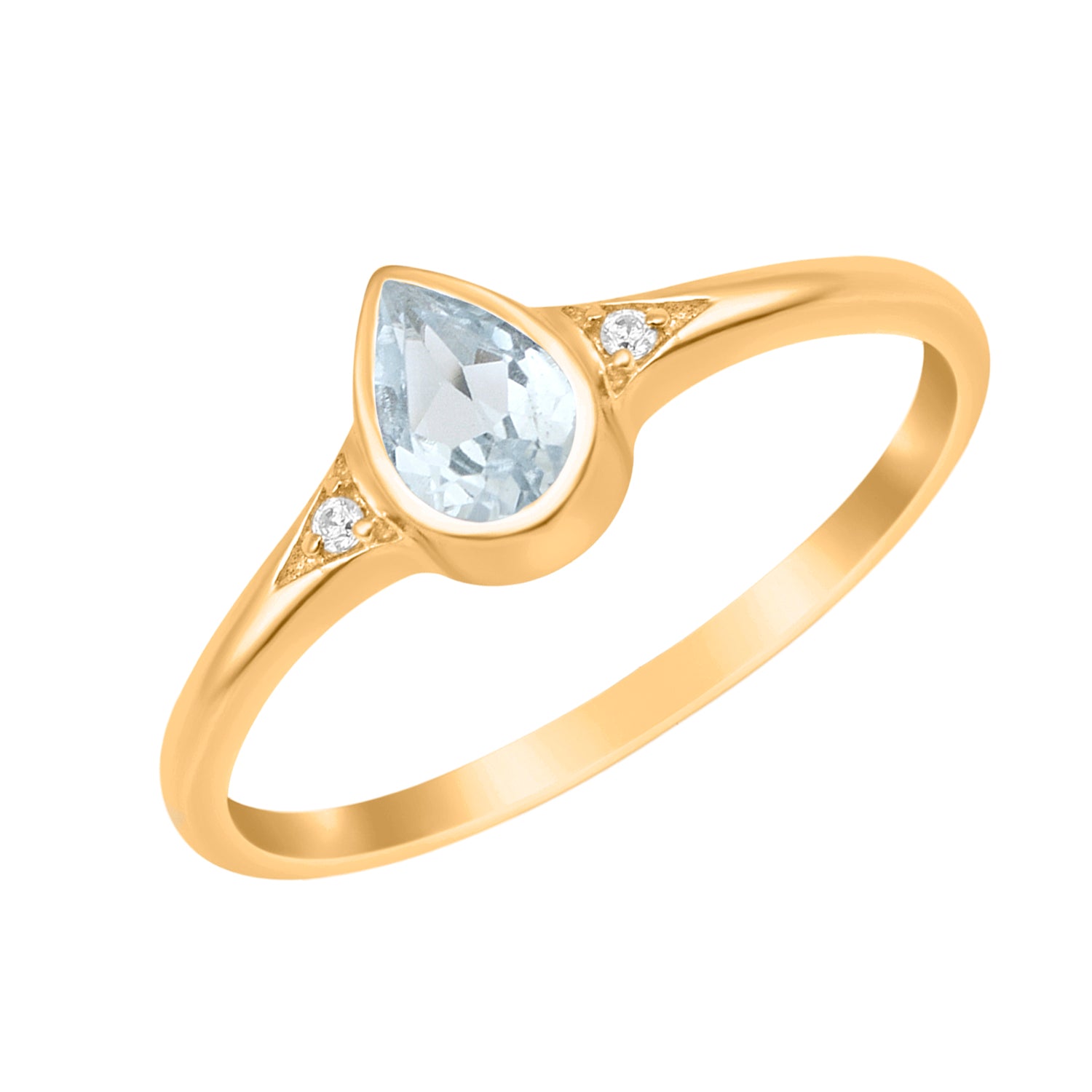 Aquamarine Solitaire Minimalist Ring - Sterling Silver