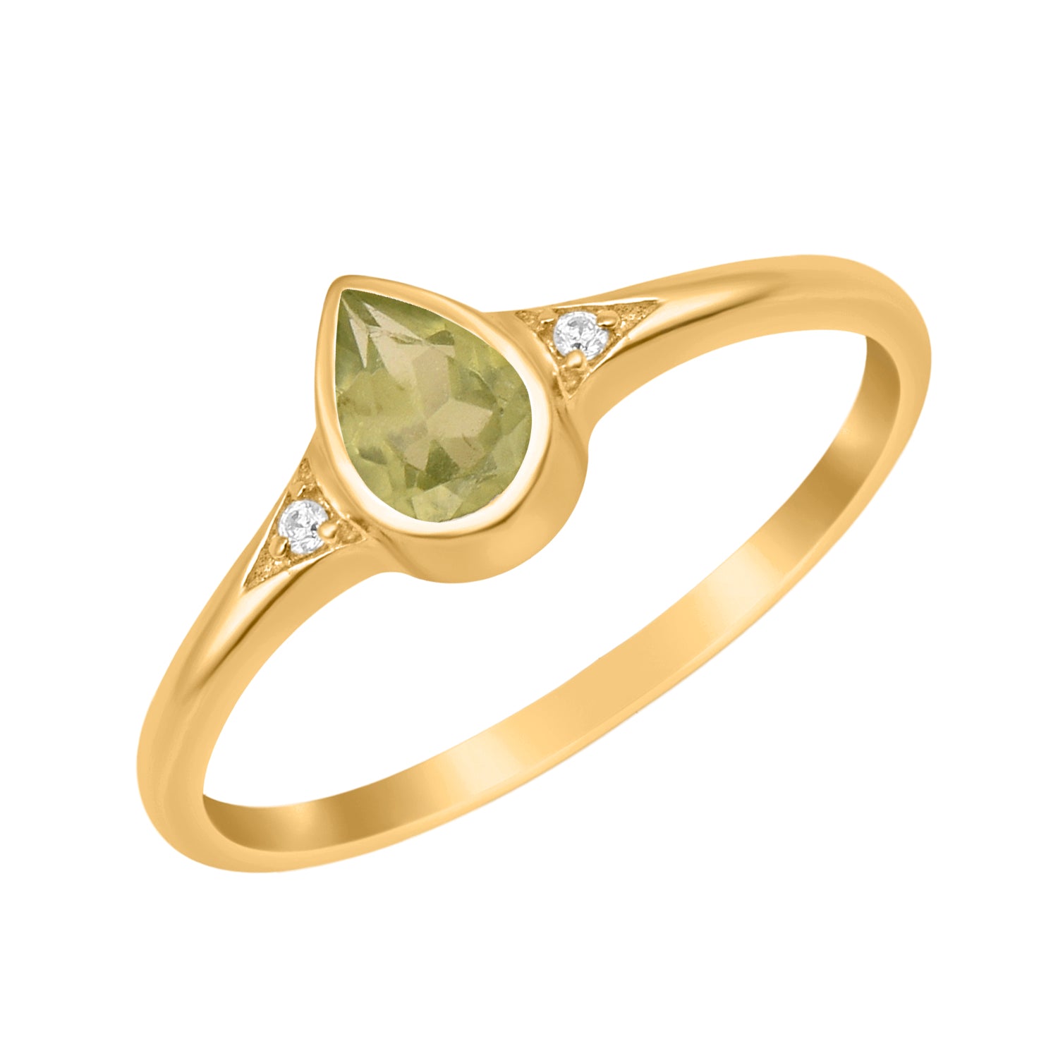 Peridot Solitaire Minimalist Ring - Sterling Silver