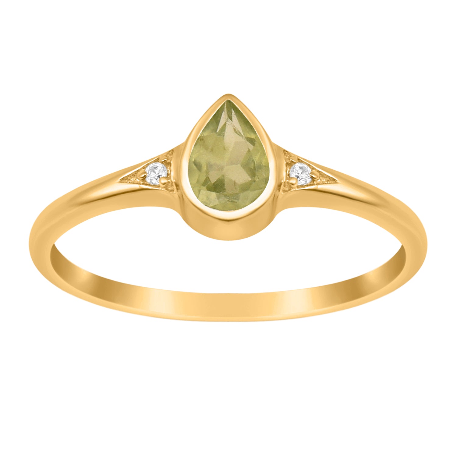 Peridot Solitaire Minimalist Ring - Sterling Silver