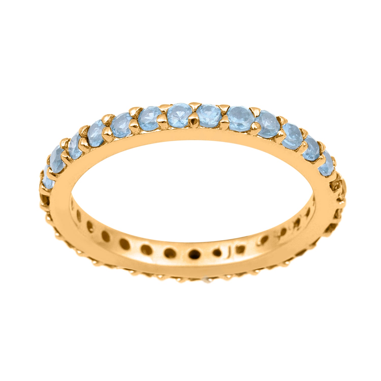 Aquamarine Full Eternity Ring - Sterling Silver
