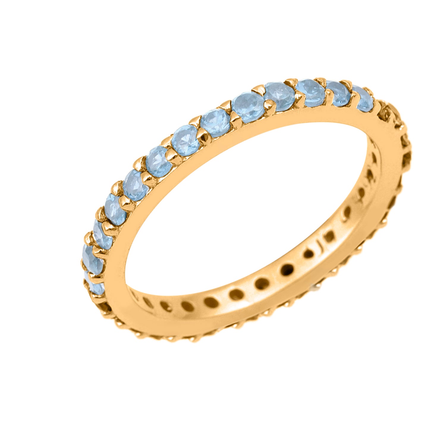 Aquamarine Full Eternity Ring - Sterling Silver