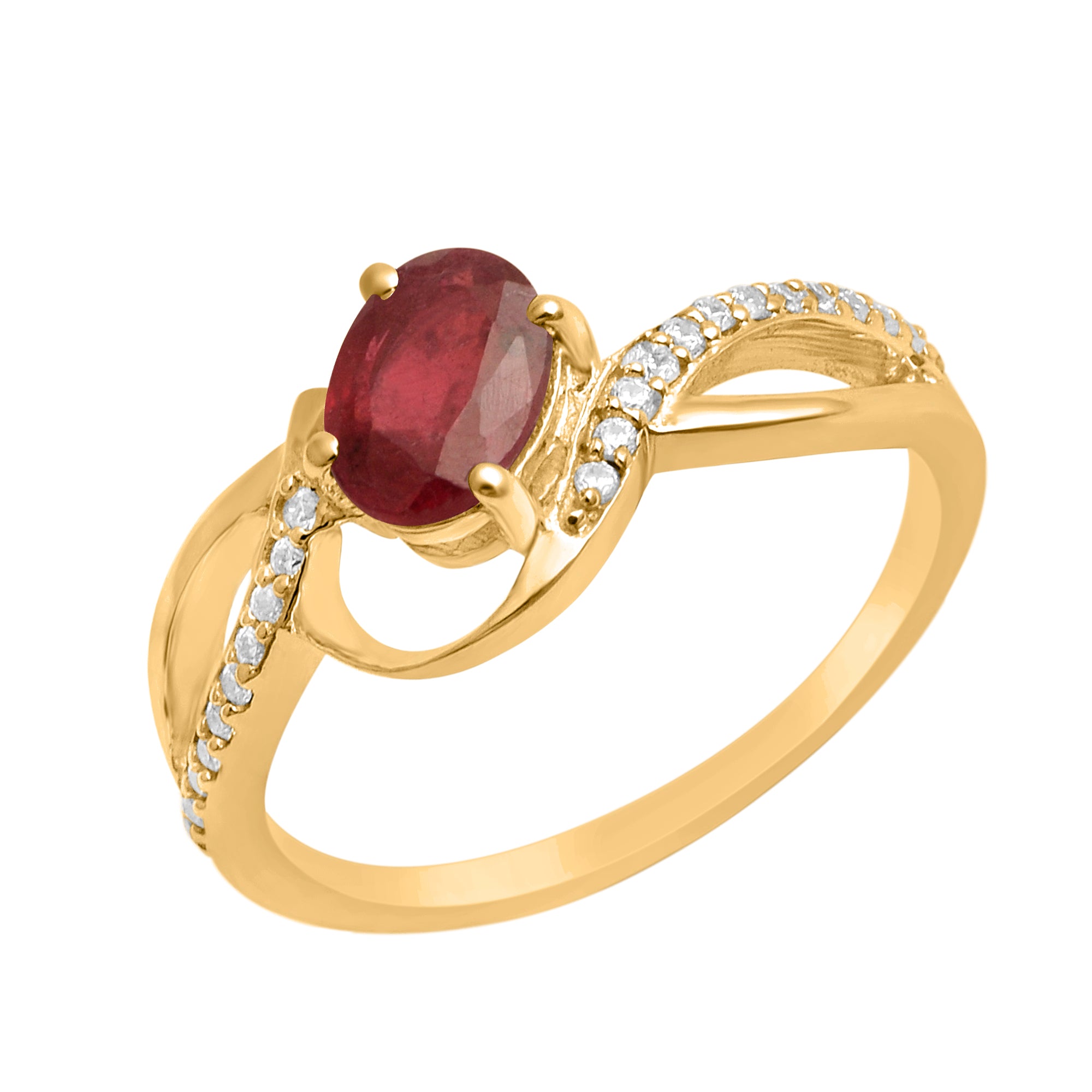 Ruby Solitaire Split Shank Ring - Sterling Silver