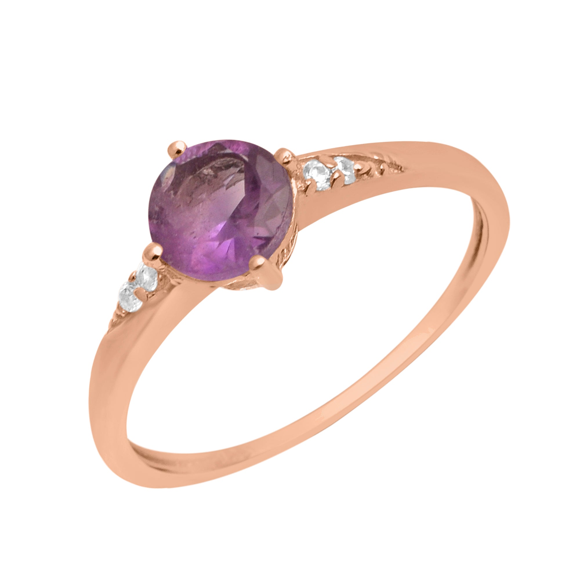 Amethyst Solitaire Wedding Ring -Sterling Silver