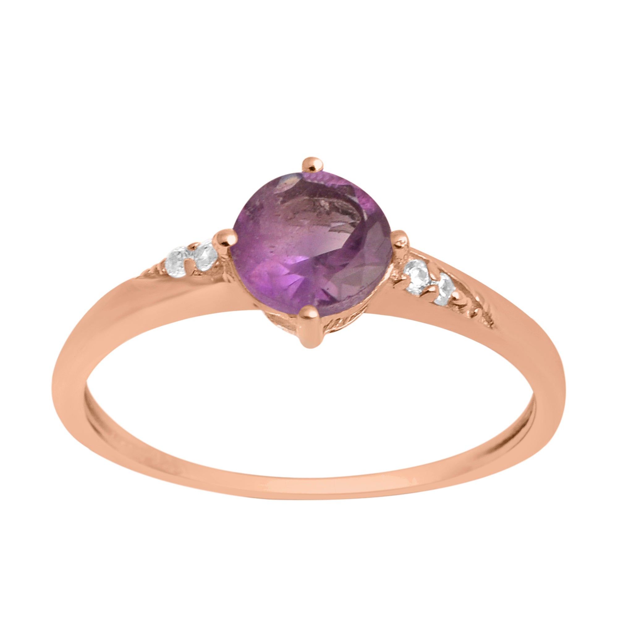 Amethyst Solitaire Wedding Ring -Sterling Silver