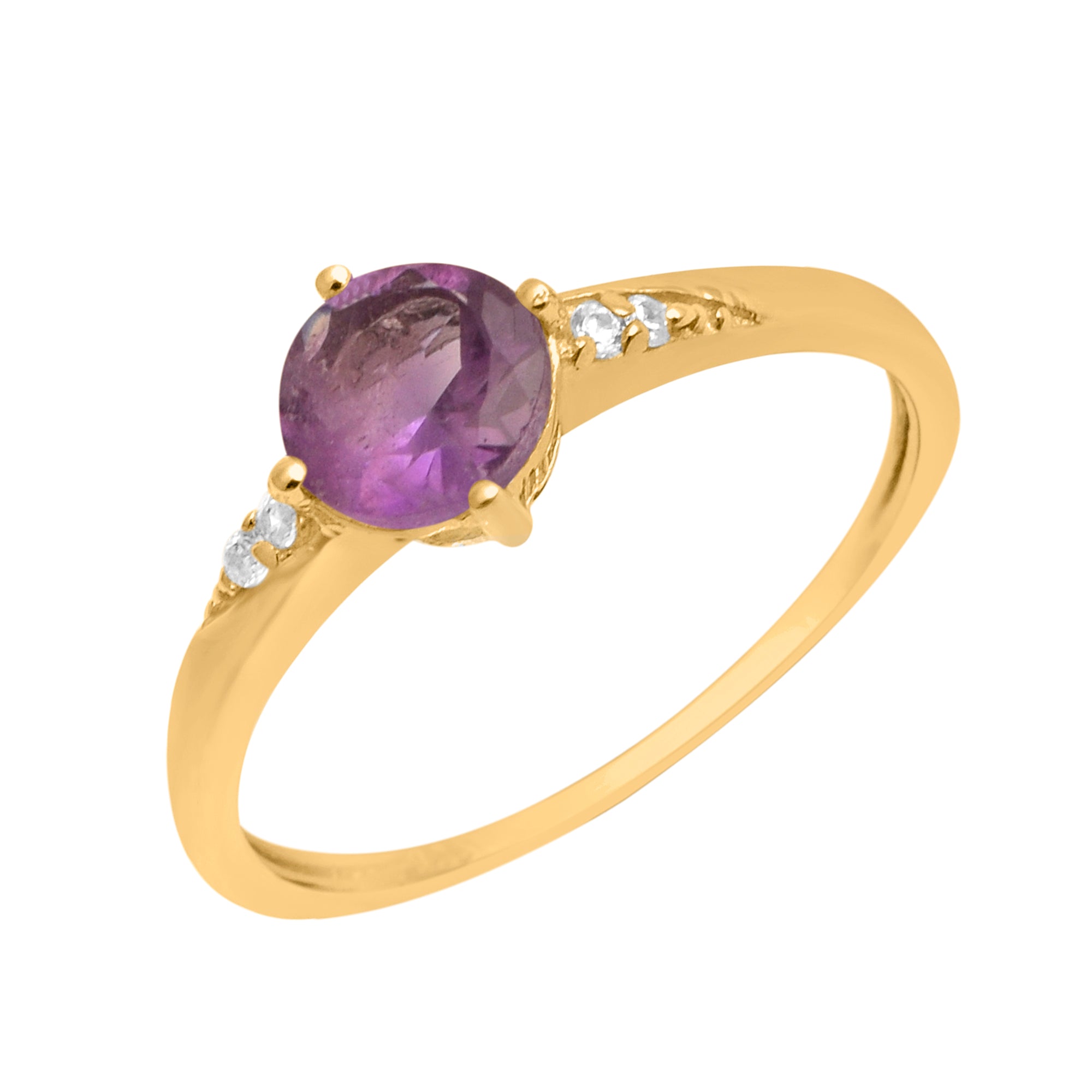 Amethyst Solitaire Wedding Ring -Sterling Silver