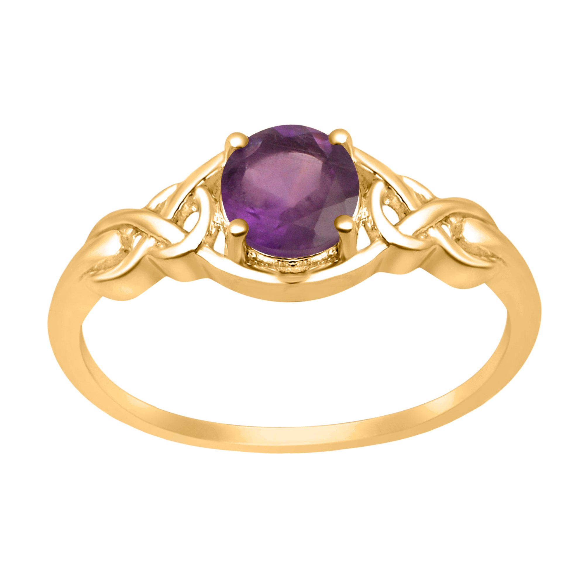 Amethyst Solitaire Celtic Knot Ring -Sterling Silver
