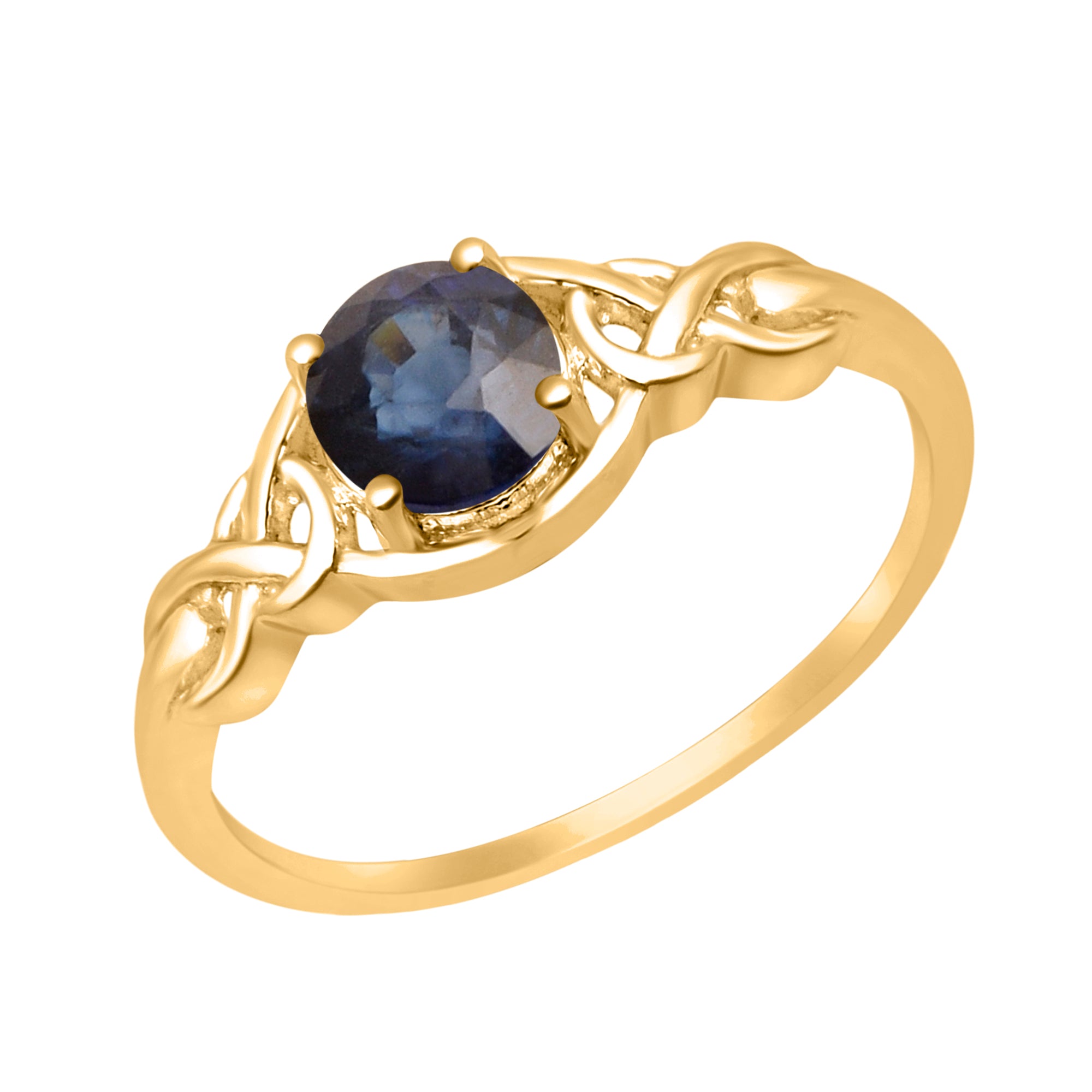 Blue Sapphire Solitaire Celtic Knot Ring -Sterling Silver