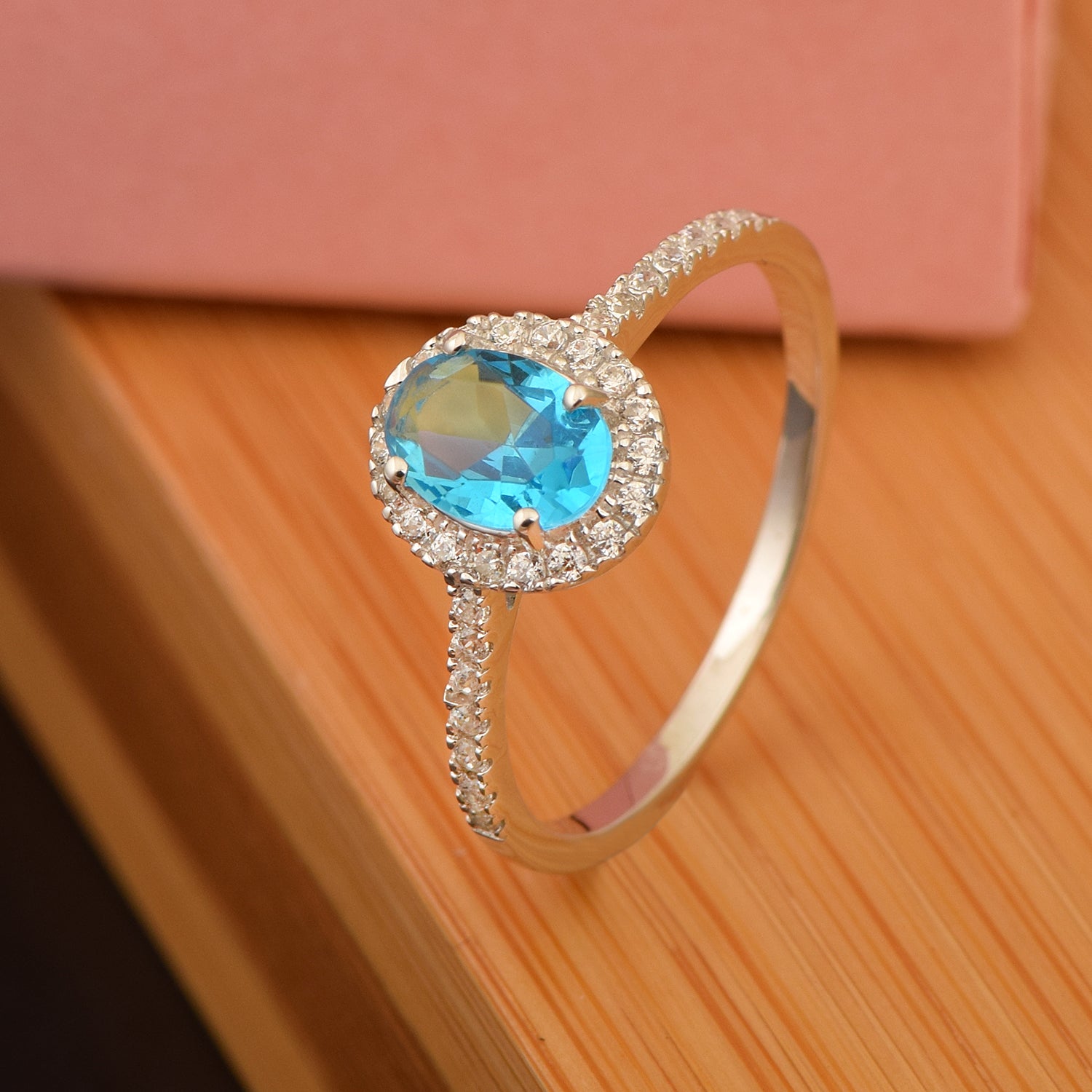 925 Sterling Silver Oval Swiss Blue Topaz Women's Solitaire Ring - Kimaya INC