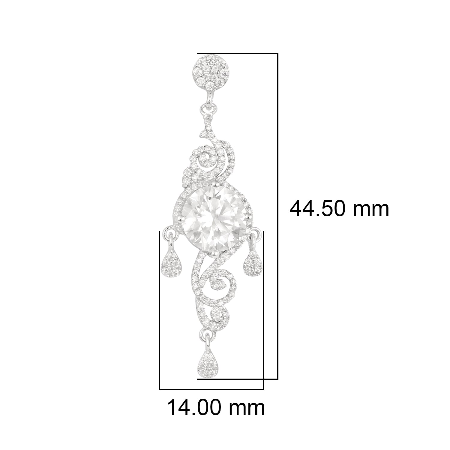 Moissanite Scroll Design Dangle Earrings – Sterling Silver