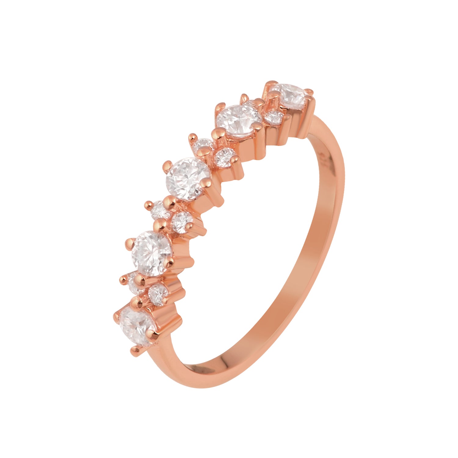 Moissanite Modern Graduated Eternity Band Ring – Sterling Silver