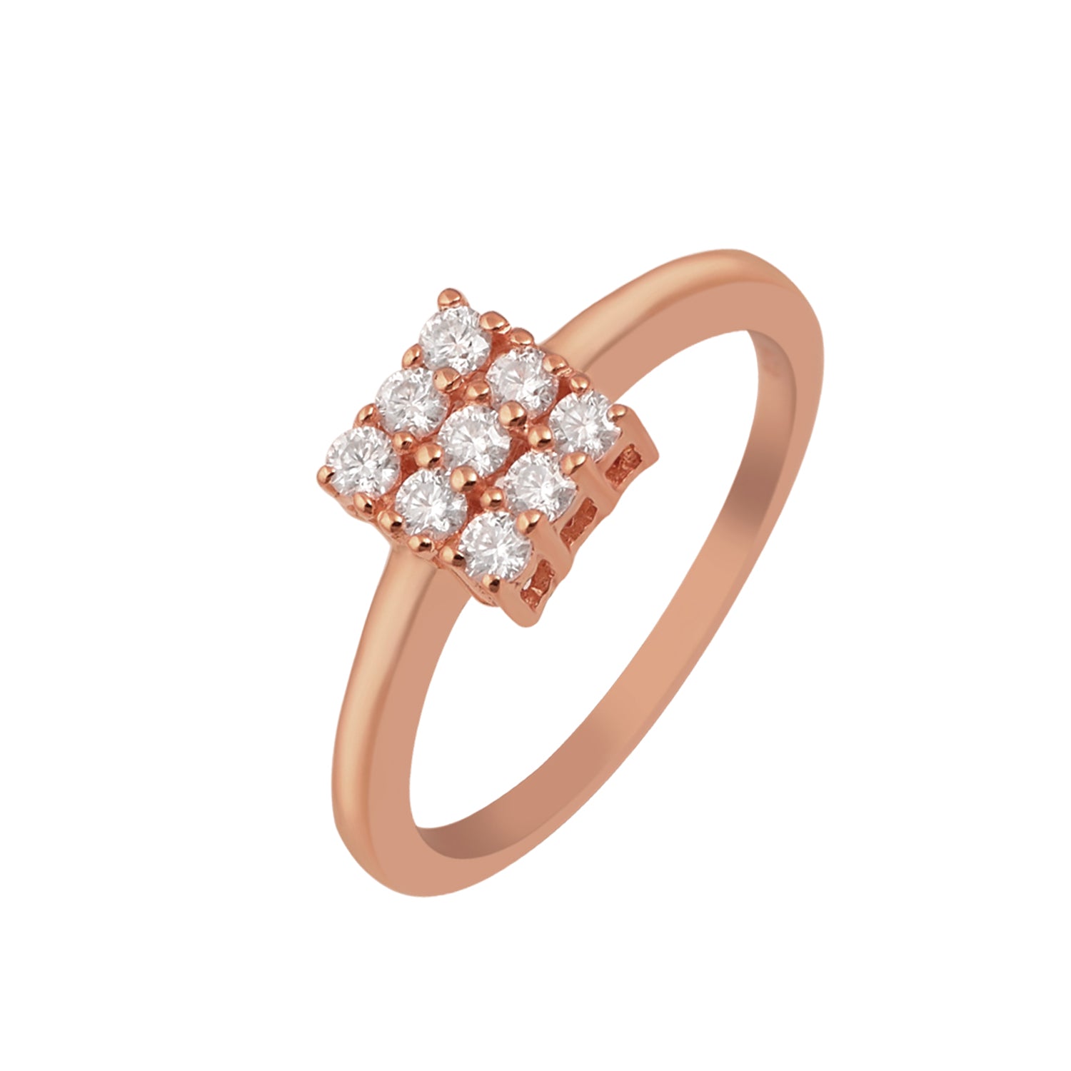 Moissanite Three-Row Geometric Cluster Ring – Sterling Silver