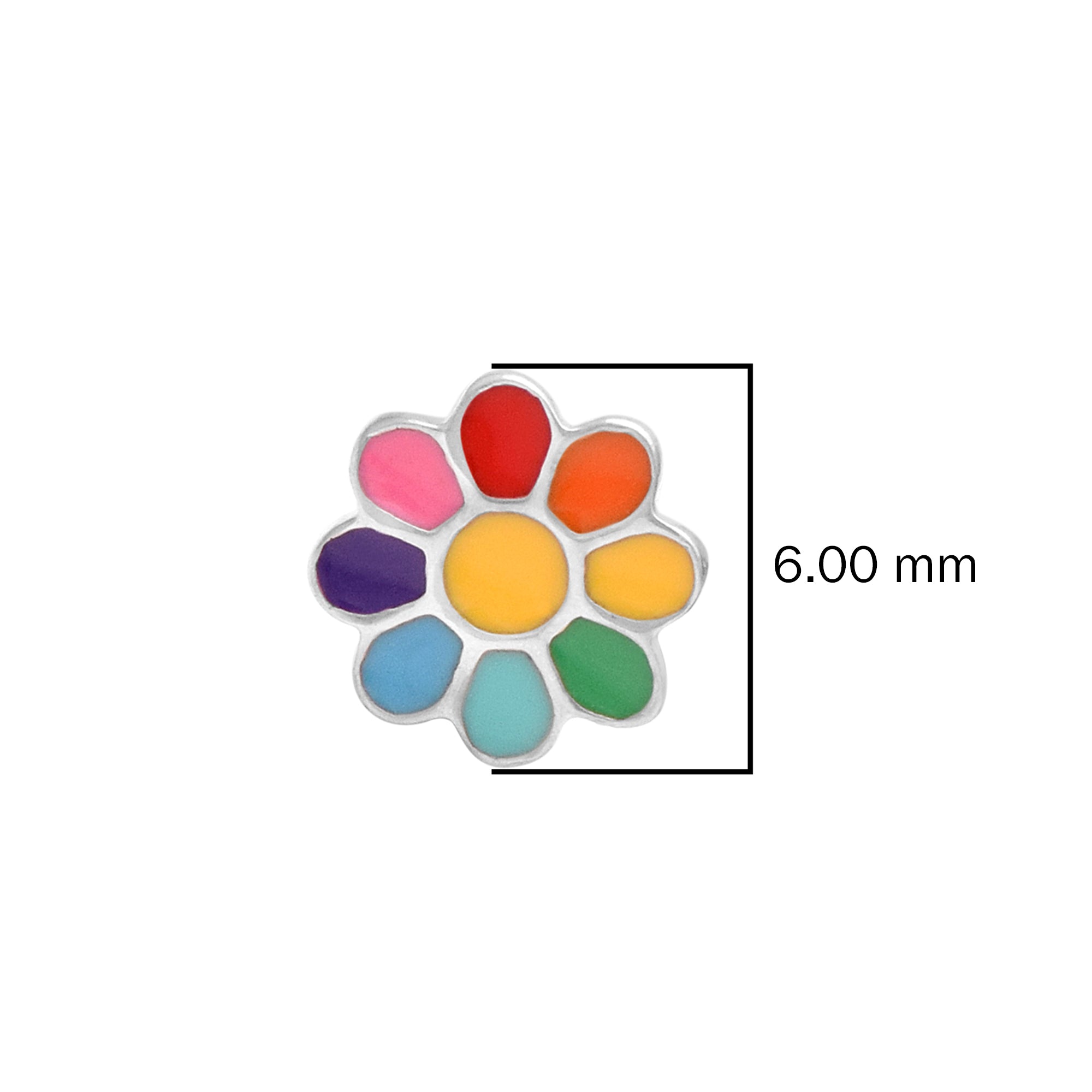 Rainbow Enamel Flower Stud Earring – Sterling Silver